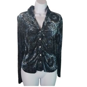 Vtg 90s y2k velvet burnout blouse